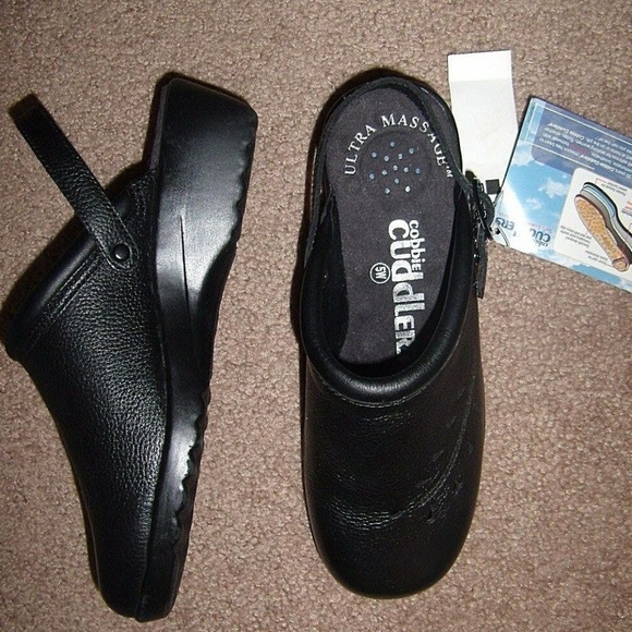 Cobbie Cuddlers Shoes - Vintage Soft Ultra Massage Leather Black Slingback